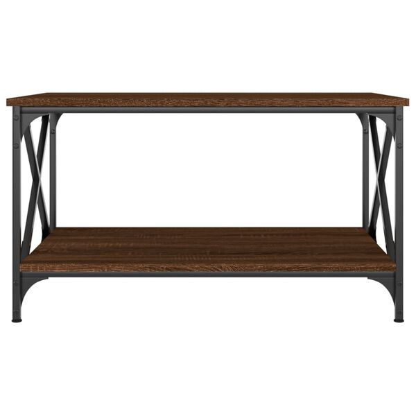 vidaXL Coffee Table Brown Oak 80x50x45 cm Engineered Wood and Iron