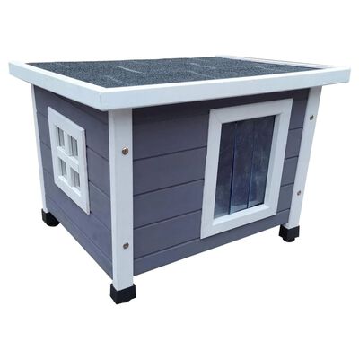 @Pet Outdoor Cat House 57x45x43 cm Wood Grey and White