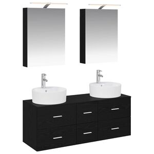 vidaXL Bathroom Furniture Set 5 pcs Black Oak