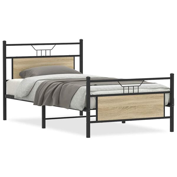 vidaXL Bed Frame without Mattress Sonoma Oak 100x200 cm Engineered Wood