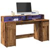 vidaXL Desk with LED Lights Old Wood 160x55x91 cm Engineered Wood