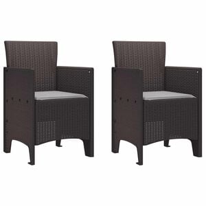 vidaXL Garden Chair 2 pcs Brown Polypropylene