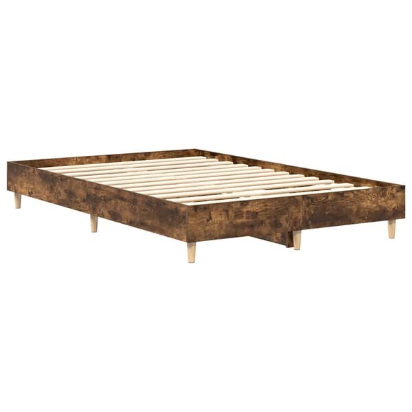 vidaXL Bed Frame No Mattress Smoked Oak 140x190 cm Engineered Wood