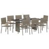 vidaXL Garden Dining Set 9 pcs Grey Poly Rattan