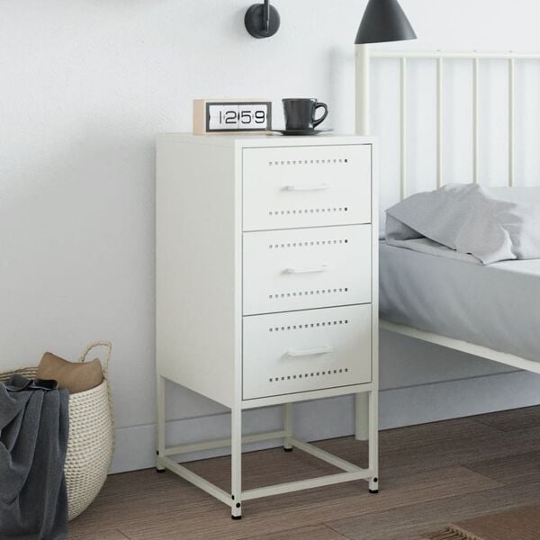 vidaXL Bedside Cabinet White 36x39x78 cm Steel
