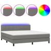 vidaXL Box Spring Bed with Mattress&LED Dark Grey 160x200cm Fabric