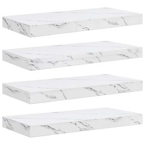 vidaXL Wall Shelf 4 pcs White Marble 50 x 23.5 x 3.8 cm