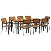 vidaXL Garden Dining Set 9 pcs Black and brown 200 x 90 x 75 cm
