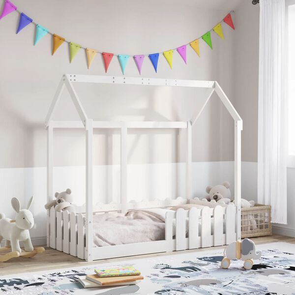 vidaXL Kids' House Bed Frame White 70x140 cm Solid Wood Pine