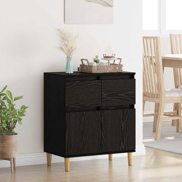 vidaXL Sideboard with Drawer Black Oak 60 x 35 x 70 cm Engineered Wood
