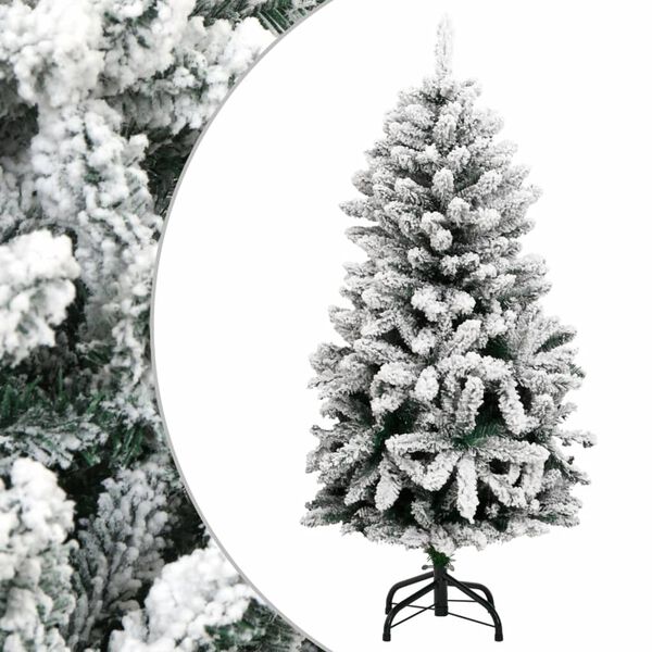 vidaXL Artificial Hinged Christmas Tree with Flocked Snow 150 cm