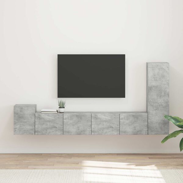vidaXL TV Cabinet Set Wall-mounted 3 pcs Concrete Grey Engineered Wood