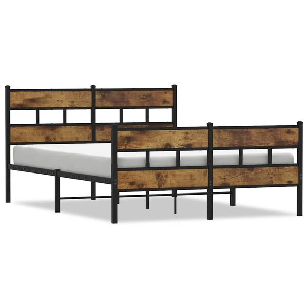vidaXL Metal Bed Frame without Mattress Smoked Oak 140x190 cm