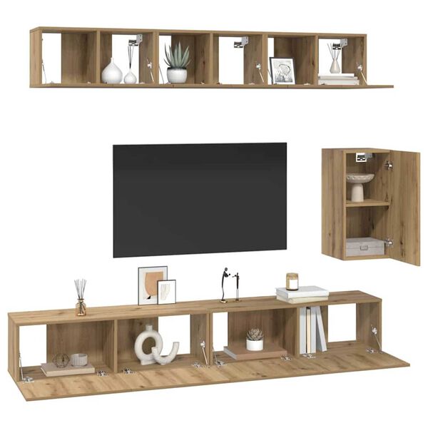 vidaXL TV Cabinet Set Wall-mounted 6 pcs Artisan oak Engineered wood