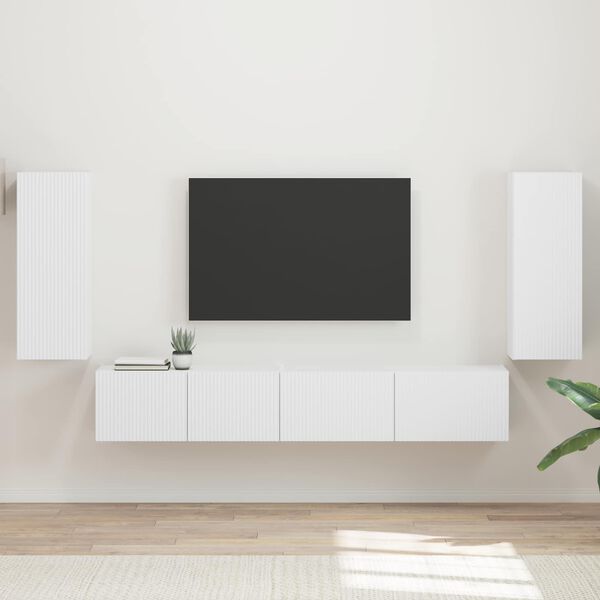 vidaXL TV Cabinet Set 4 pcs White Engineered Wood