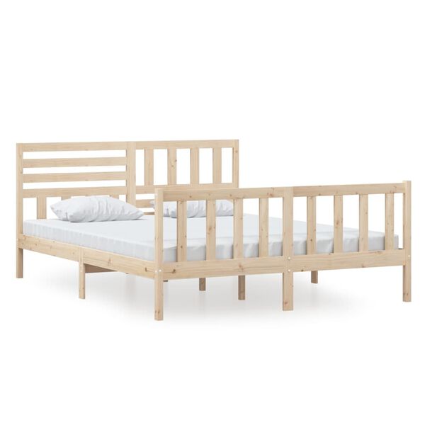 vidaXL Bed Frame without Mattress Solid Wood 160x200 cm (810092+814154)