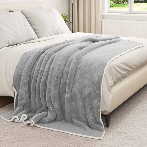 vidaXL Throw Blanket Grey 150 x 200 cm Fleece