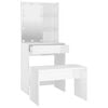 vidaXL Dressing Table Set with LED High Gloss White Engineered Wood