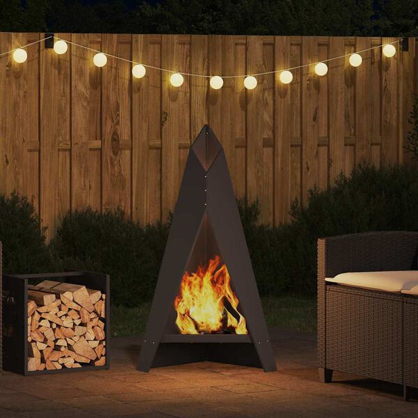 vidaXL Fire Pit Black 58 x 40 x 100 cm Cold-rolled steel