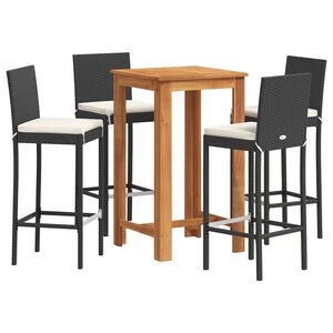vidaXL Garden Bar Set | Black | Solid Acacia Wood | Standard | Tough