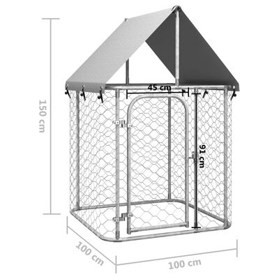 vidaXL Outdoor Dog Kennel with Roof 100x100x150 cm
