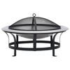 vidaXL Outdoor Fire Pit with Grill Stainless Steel 76 cm