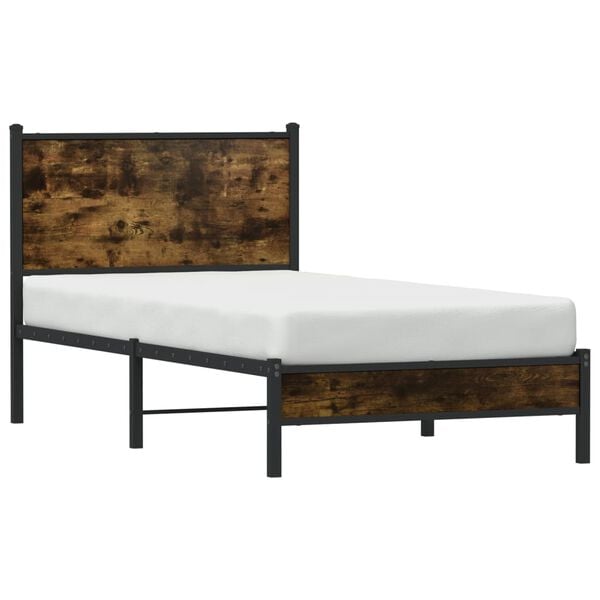 vidaXL Metal Bed Frame without Mattress Smoked Oak 80x200 cm