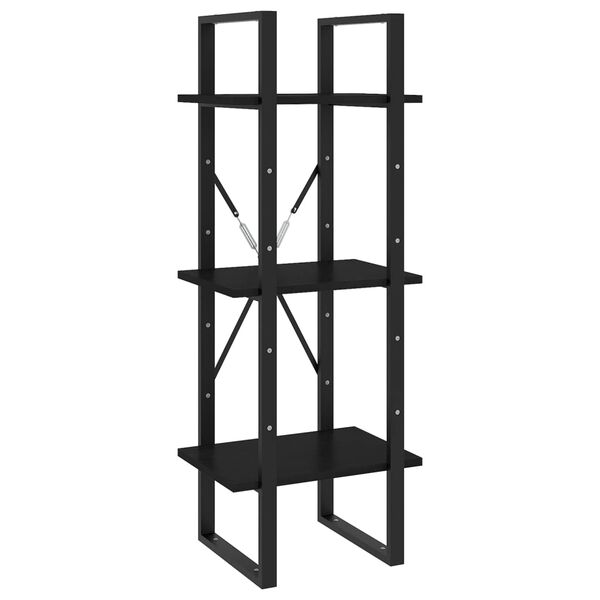 vidaXL 3-Tier Book Cabinet Black 40x30x105 cm Solid Pinewood