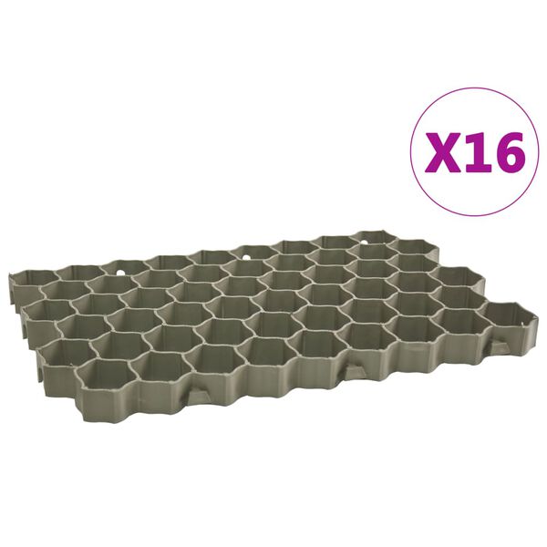 vidaXL Grass Grids 16 pcs Green 60x40x3 cm Plastic