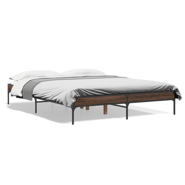 vidaXL Bed Frame without Mattress Brown Oak 150x200 cm King Size