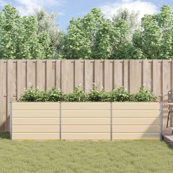 vidaXL Planter Ivory 290 x 100 x 75 cm Galvanised Steel