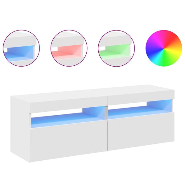 vidaXL TV Cabinets with LED Lights 2 pcs White 60x35x40 cm