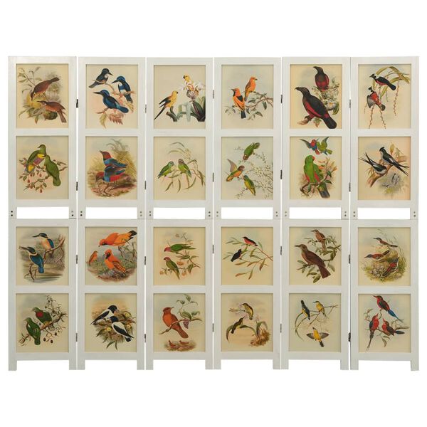 vidaXL 6-Panel Room Divider White 214x165 cm Solid Wood Paulownia