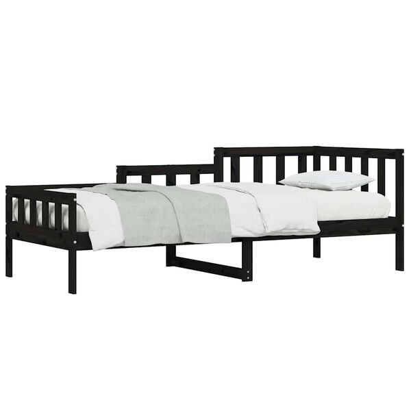 vidaXL Day Bed without Mattress Black 80x200 cm Solid Wood Pine