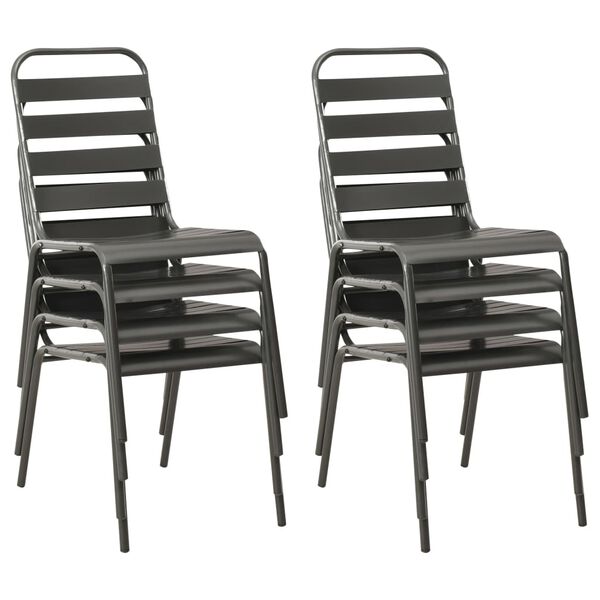 vidaXL 9 Piece Outdoor Dining Set Steel Dark Grey