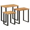 vidaXL Nesting Tables 3 pcs with Live Edge Solid Wood Acacia