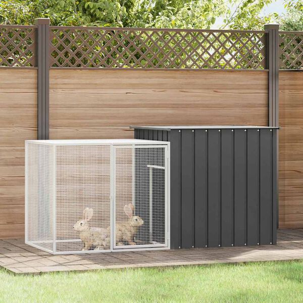 vidaXL Rabbit Cage Anthracite 200x91x100 cm Galvanised Steel