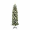 vidaXL Artificial Slim Christmas Tree Green and White 180 cm