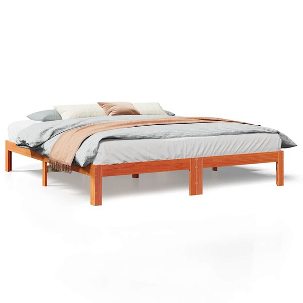 vidaXL Bed Frame without Mattress Wax Brown 180x200 cm Super King Solid Wood Pine
