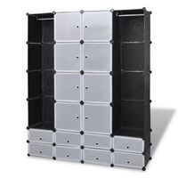 vidaXL Modular Cabinet 18 Compartments Black and White 37x146x180.5 cm