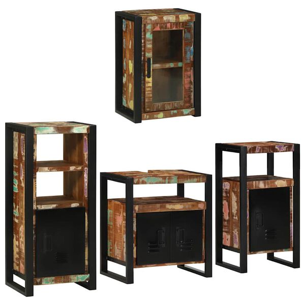 vidaXL Bathroom Furniture Set 4 pcs Multicolour Solid Reclaimed Wood