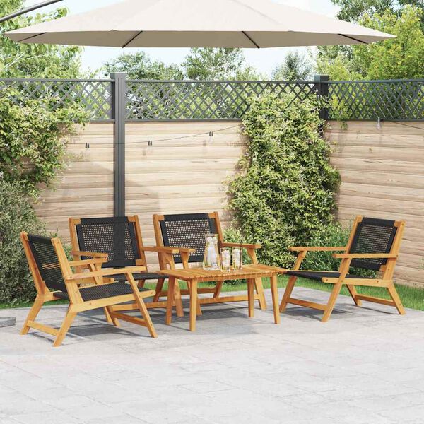 vidaXL Garden Chairs with Table 5 pcs Black 90 x 45 x 40 cm