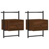 vidaXL Bedside Cabinets Wall-mounted 2 pcs Brown Oak 35x30x51 cm Engineered Wood