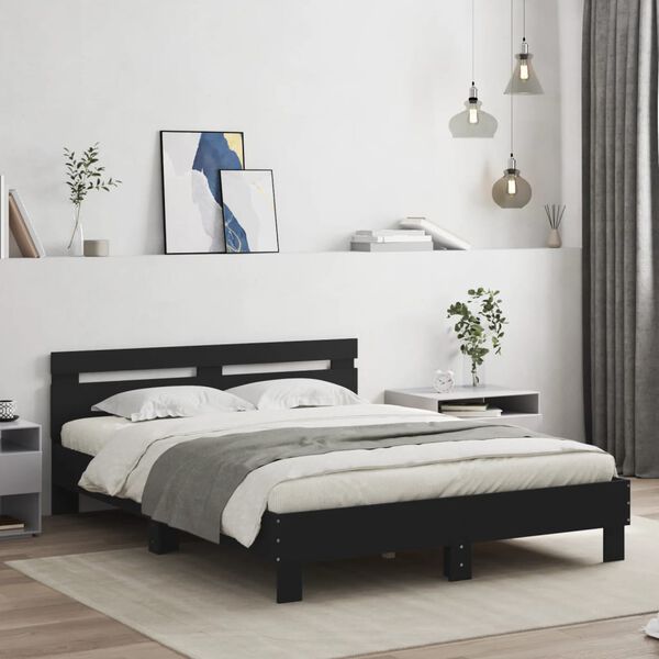 vidaXL Bed Frame without Mattress Black 140x190 cm