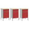 vidaXL Work Cabinet with Drawer 3 pcs Red and Grey 75 x 45 x 85 cm