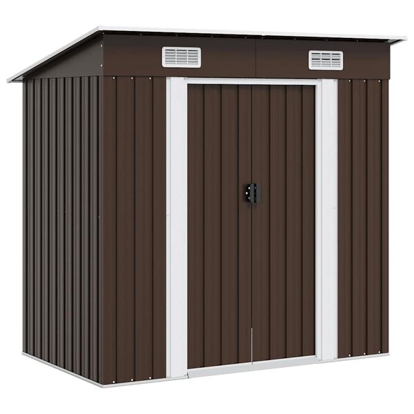 vidaXL Garden Storage Shed Brown 194x121x181 cm Steel