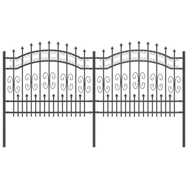 vidaXL Garden Fence Grey 240 x 140 cm Powder-coated steel