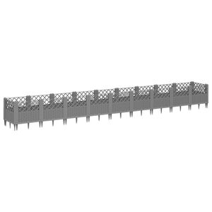 vidaXL Garden Planter with Pegs Light Grey 363.5x43.5x43.5 cm PP