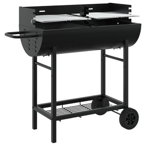 vidaXL Charcoal grill Adjustable Black 96.5 x 42.5 x 88.5 cm