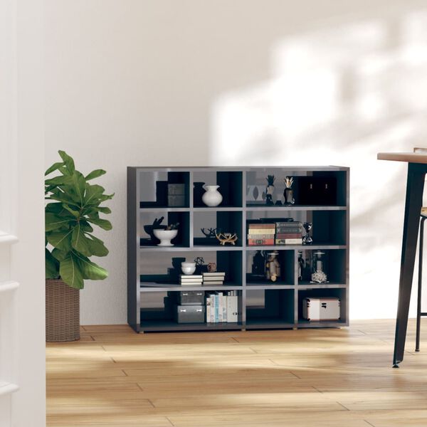 vidaXL Side Cabinet High Gloss Grey 97x32x72 cm Engineered Wood